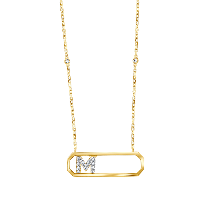Letter M Diamond Necklace