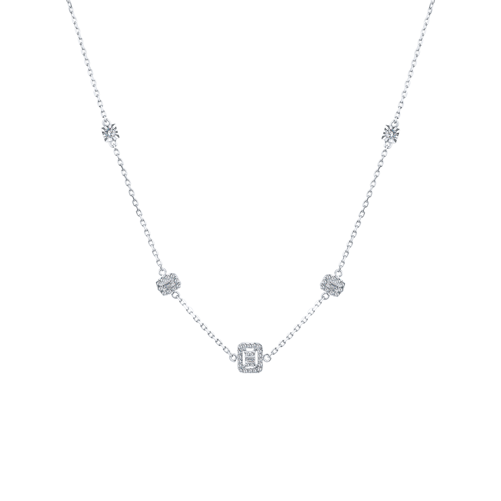Trendy Rectangle Diamond Necklace
