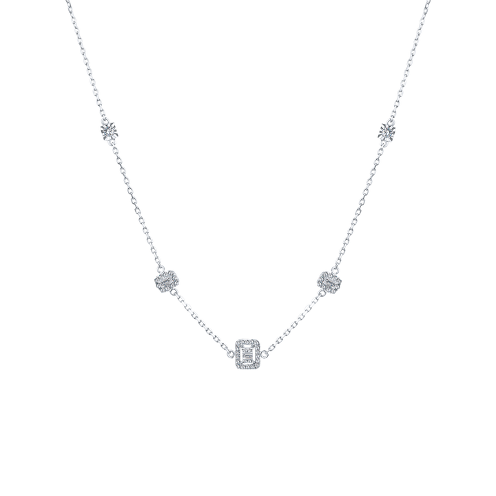 Trendy Rectangle Diamond Necklace