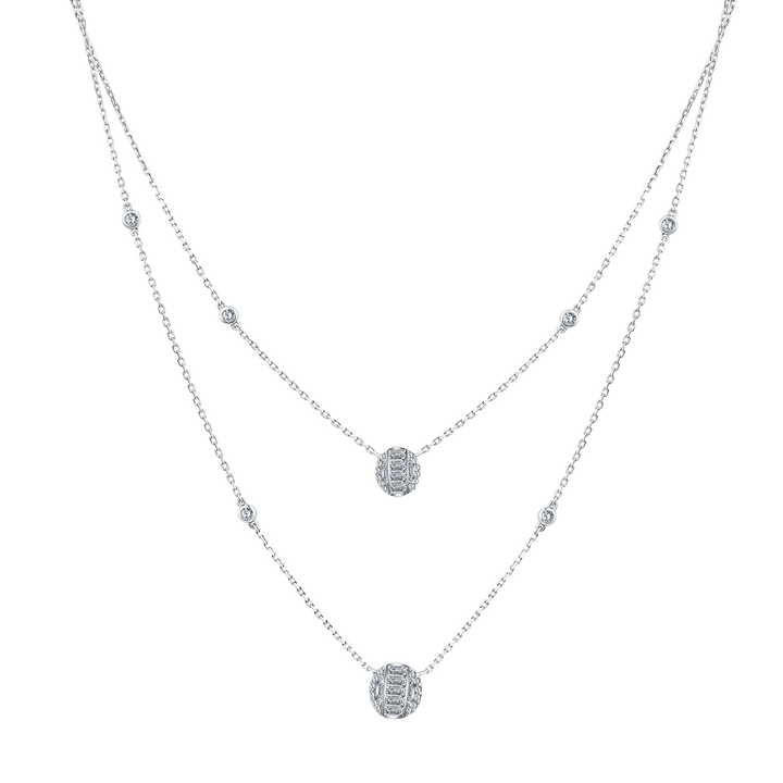 Trendy 2 layers Circles Diamond Necklace