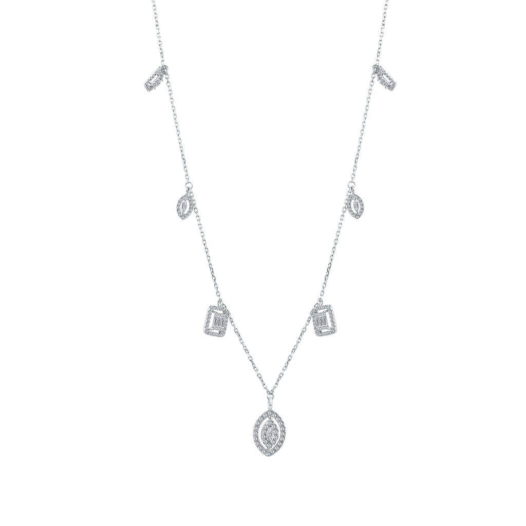 Trendy Pear with Square Diamond Necklace