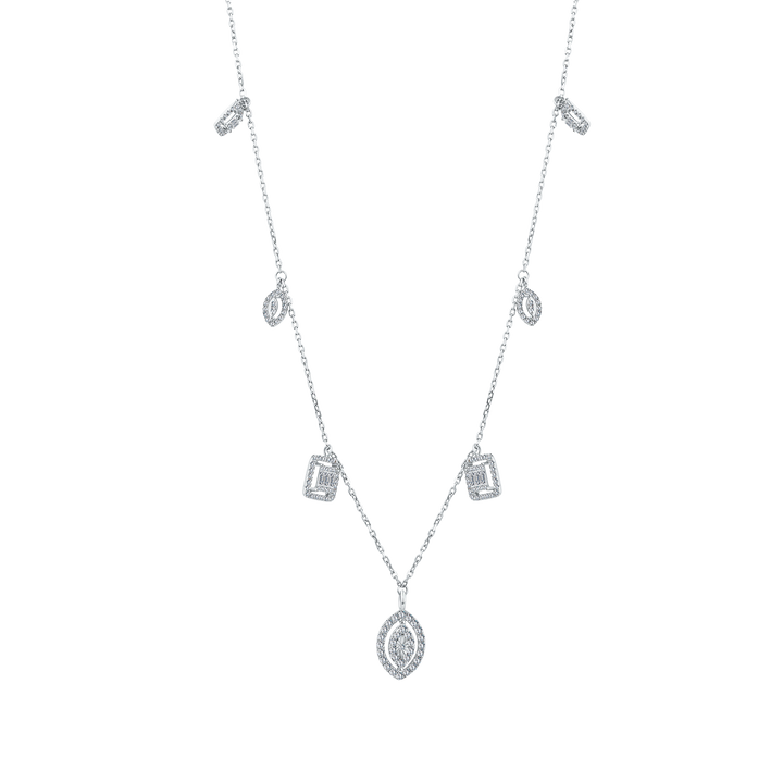 Trendy Pear with Square Diamond Necklace
