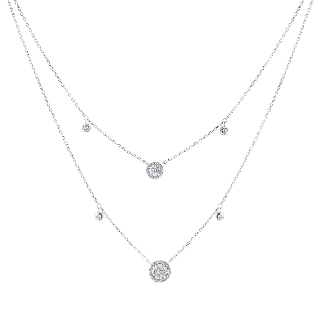 Trendy Double Circle Layers Diamond Necklace