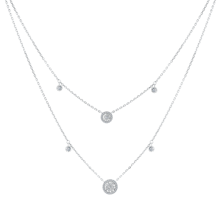 Trendy Double Circle Layers Diamond Necklace