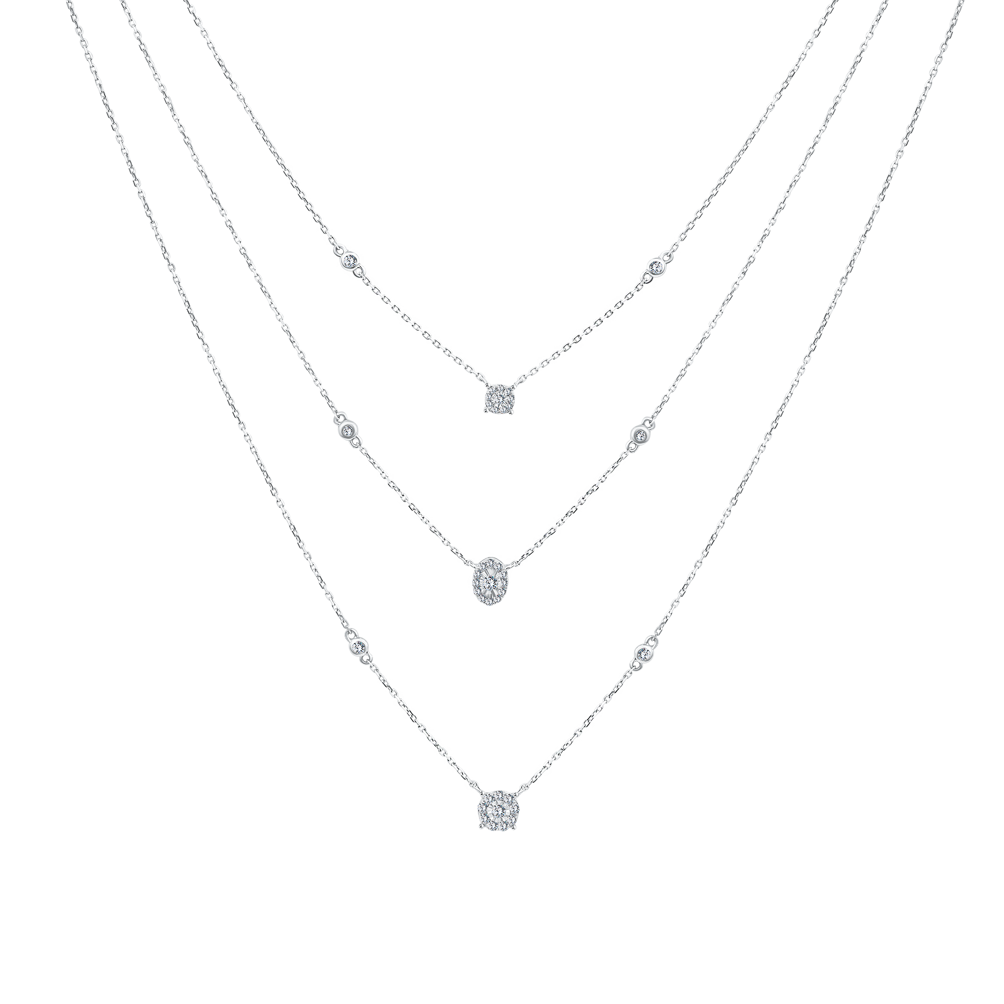 Trendy 3 Layers Diamond Necklace