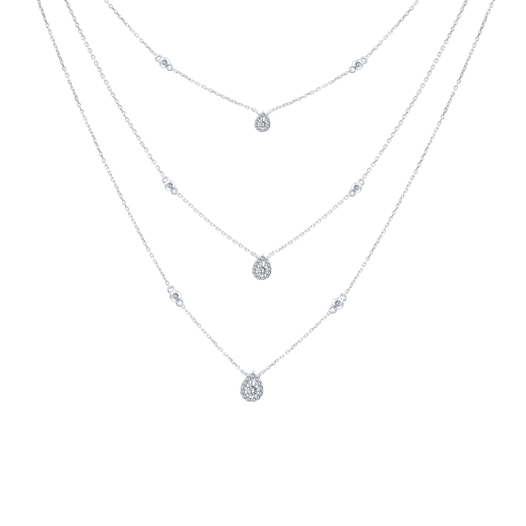 Trendy 3 Layers pear Diamond Necklace