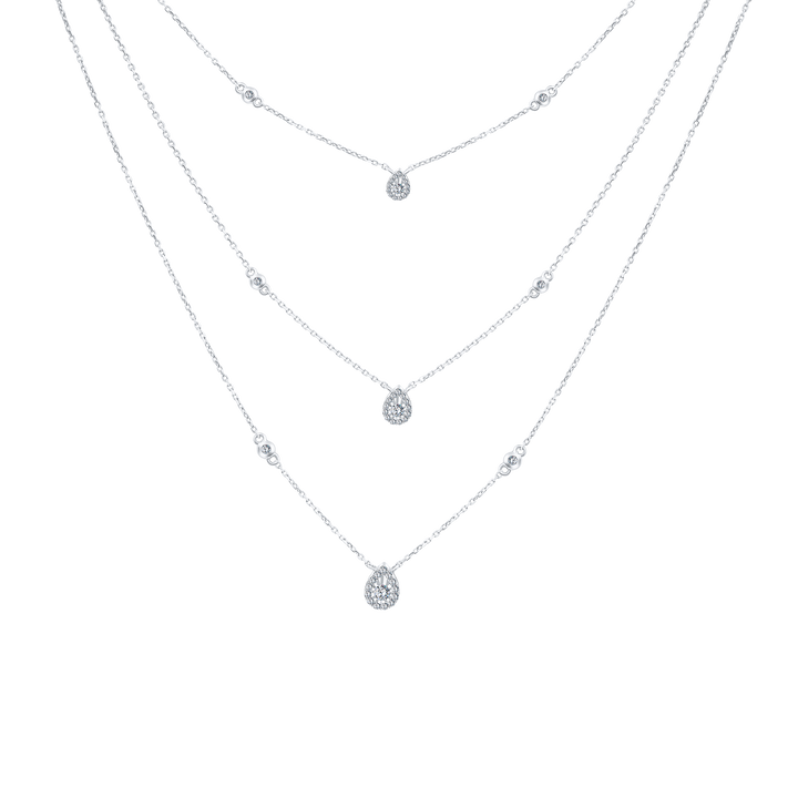 Trendy 3 Layers pear Diamond Necklace