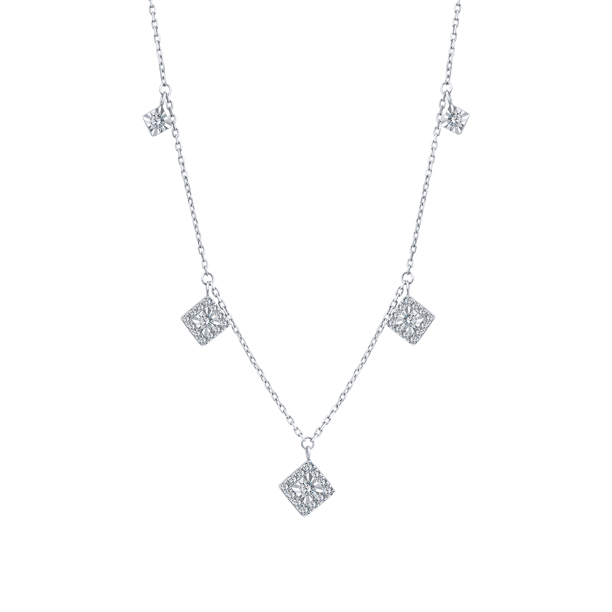 Trendy Squares Diamond Necklace