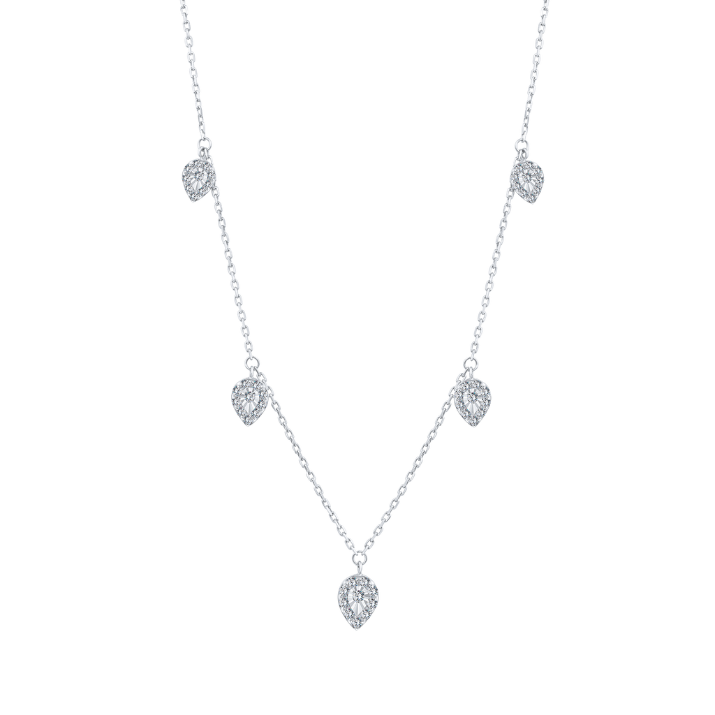 Trendy Multi Pear Diamond Necklace