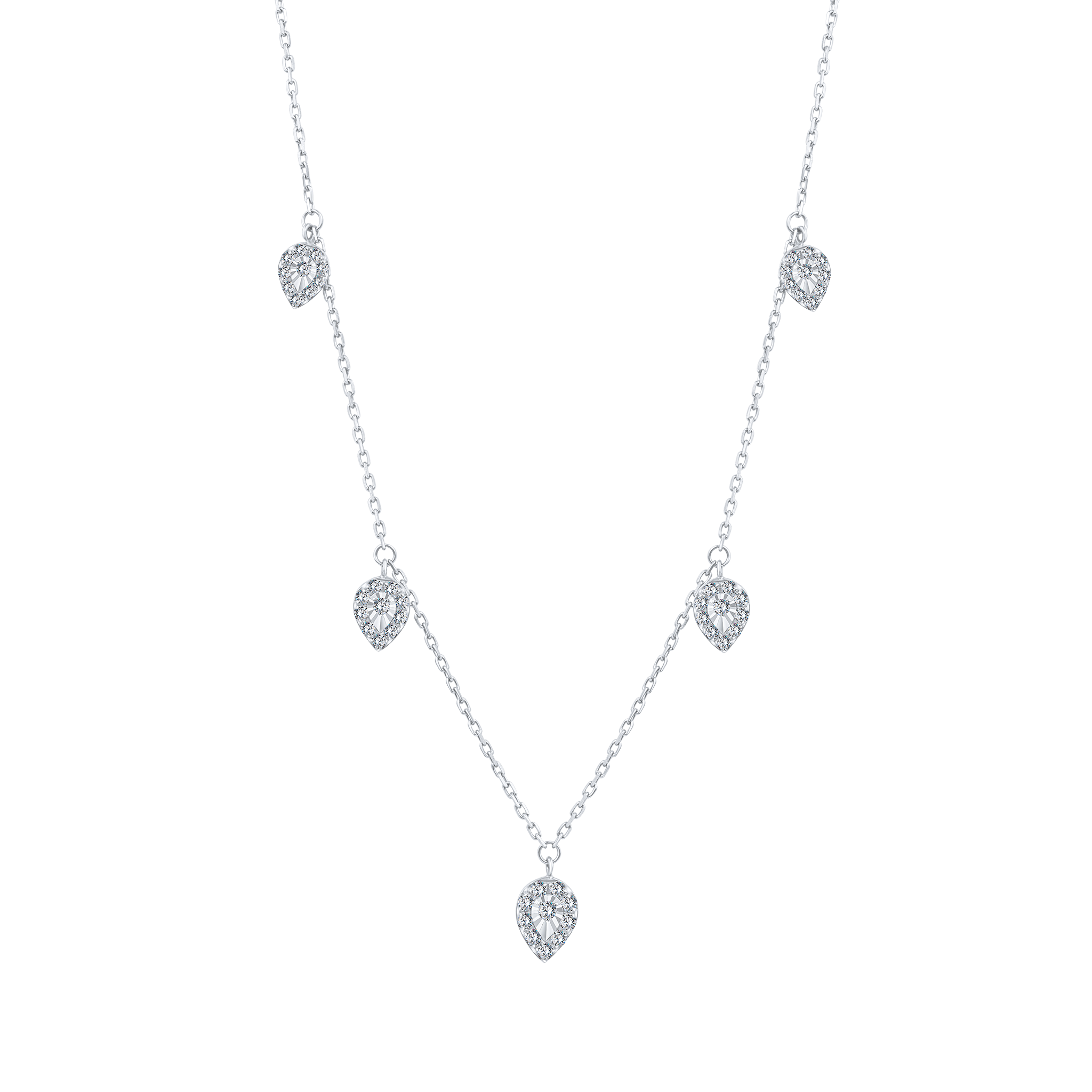 Trendy Multi Pear Diamond Necklace