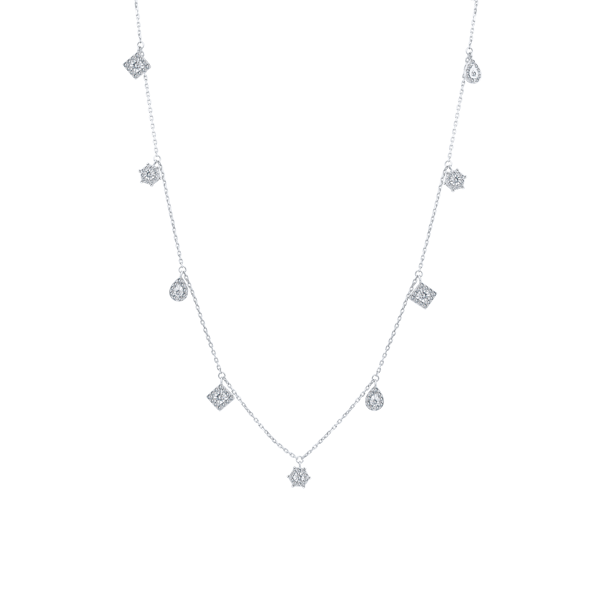 Trendy Multishaped Diamond Necklace