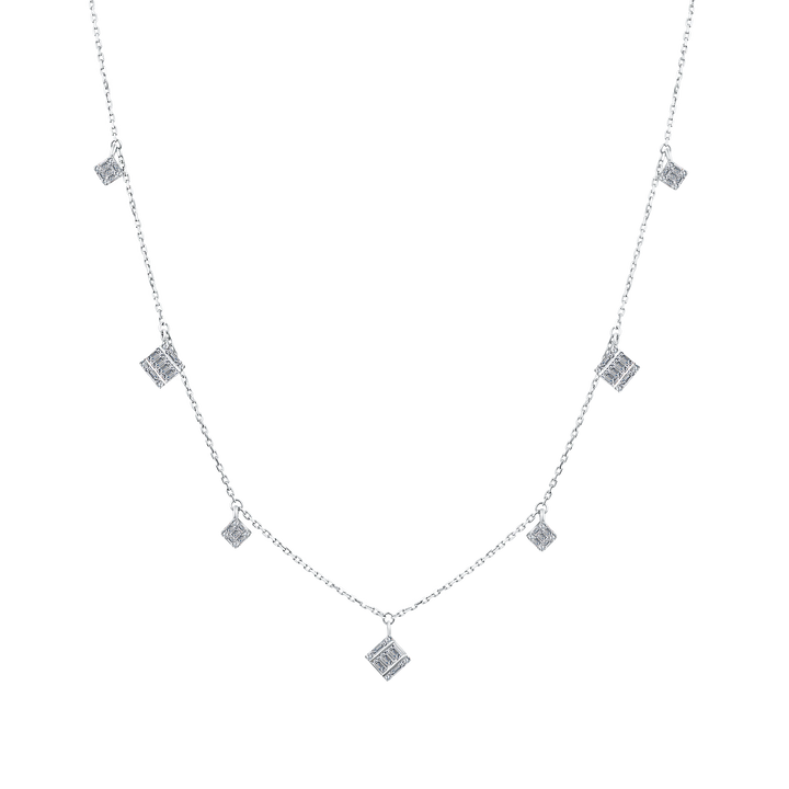 Trendy Multi Squared Sizes Diamond Necklace