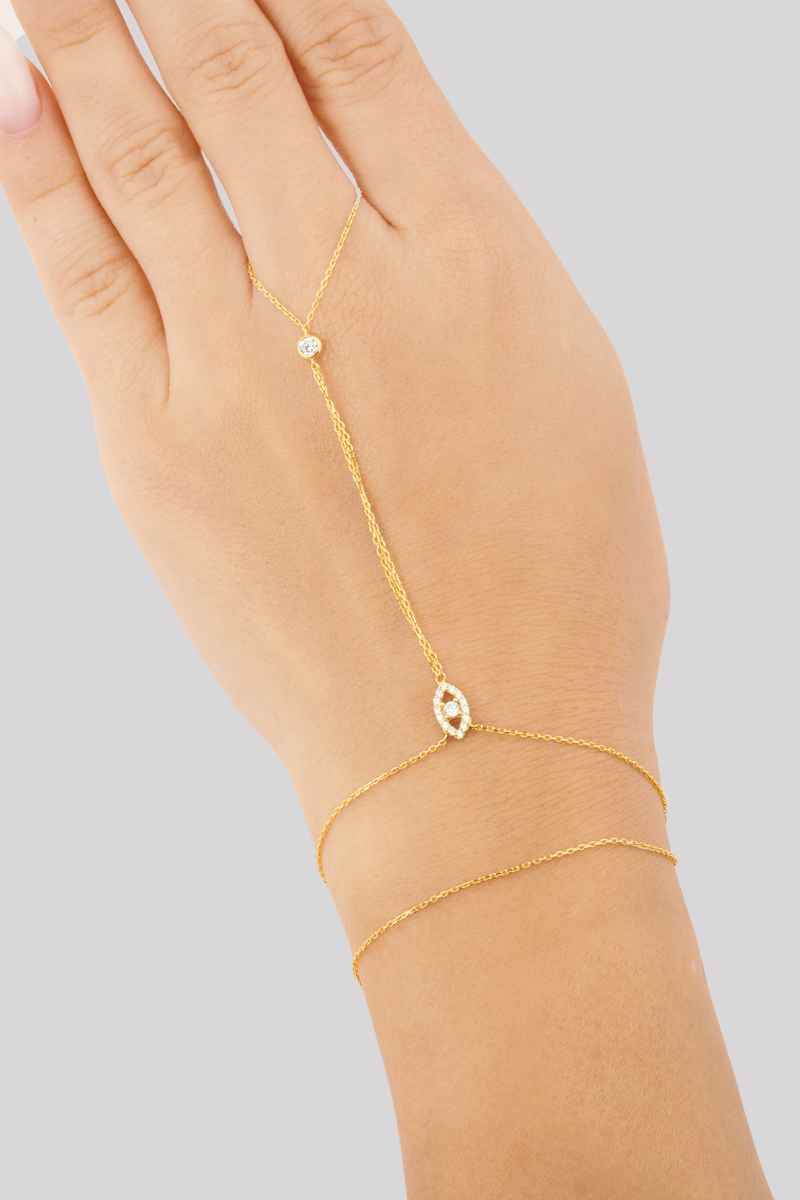 Eclat eye stone gold hand chain