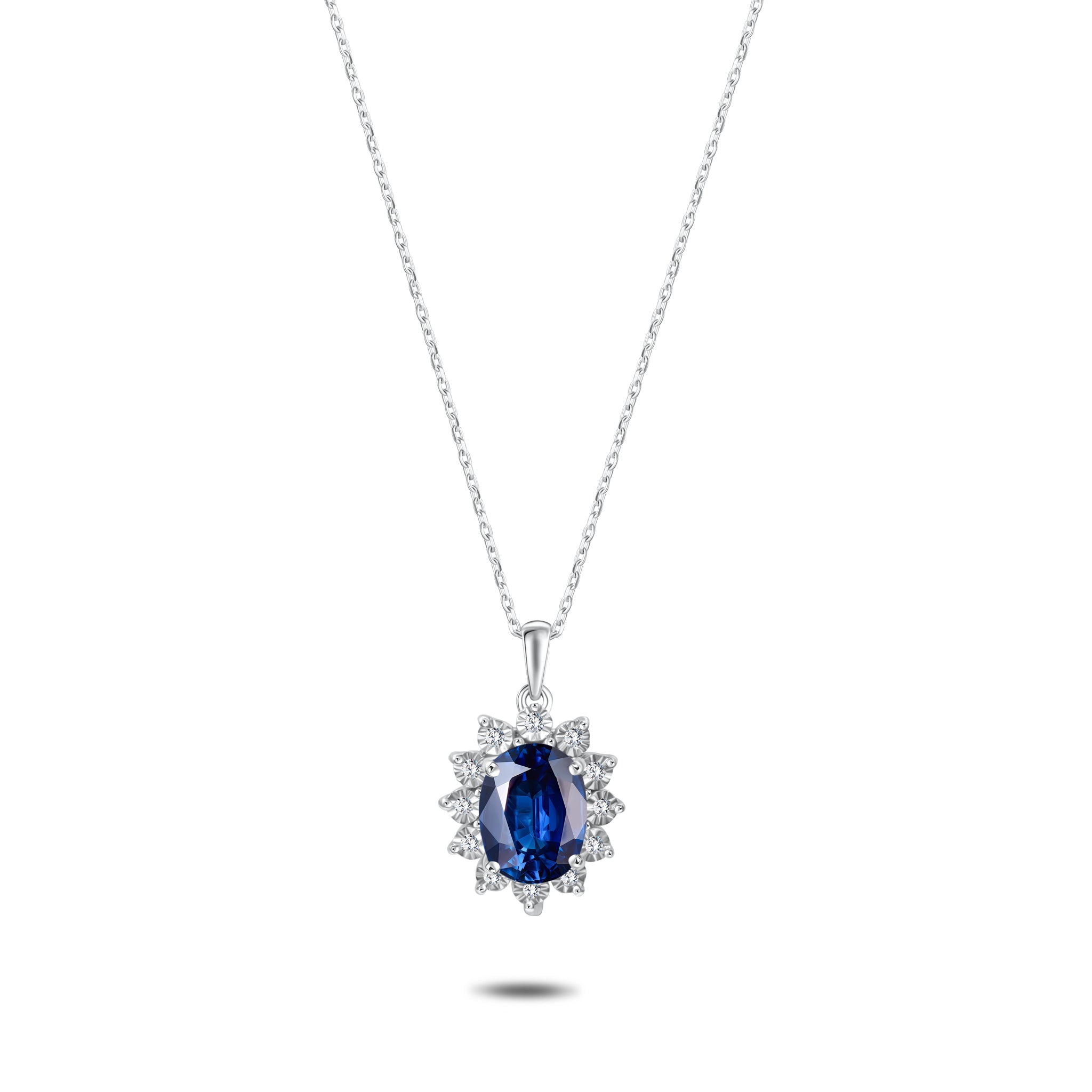 Diana Flower Sapphire Pendant-Chain