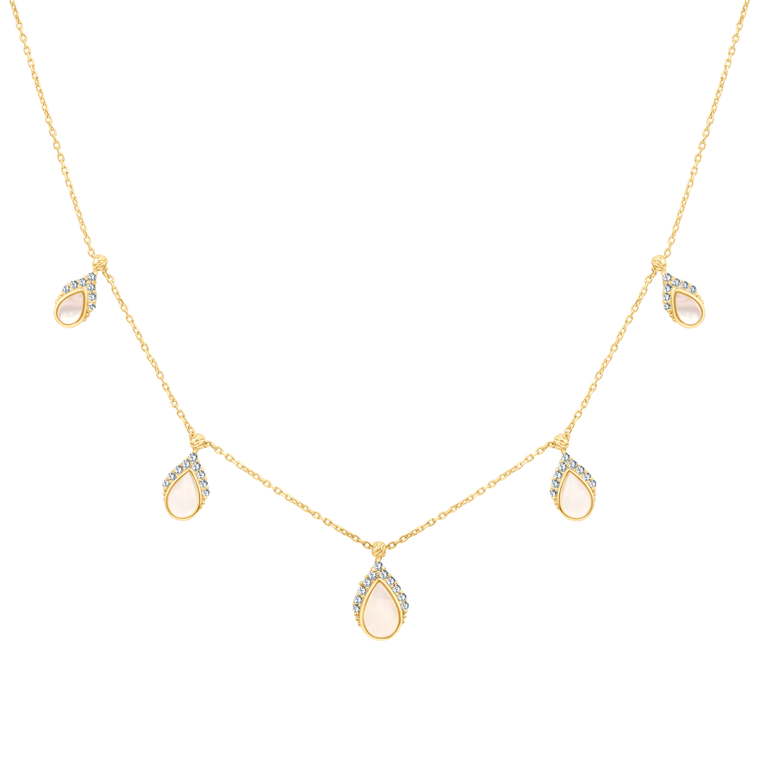 Eclat pares with stones gold necklace