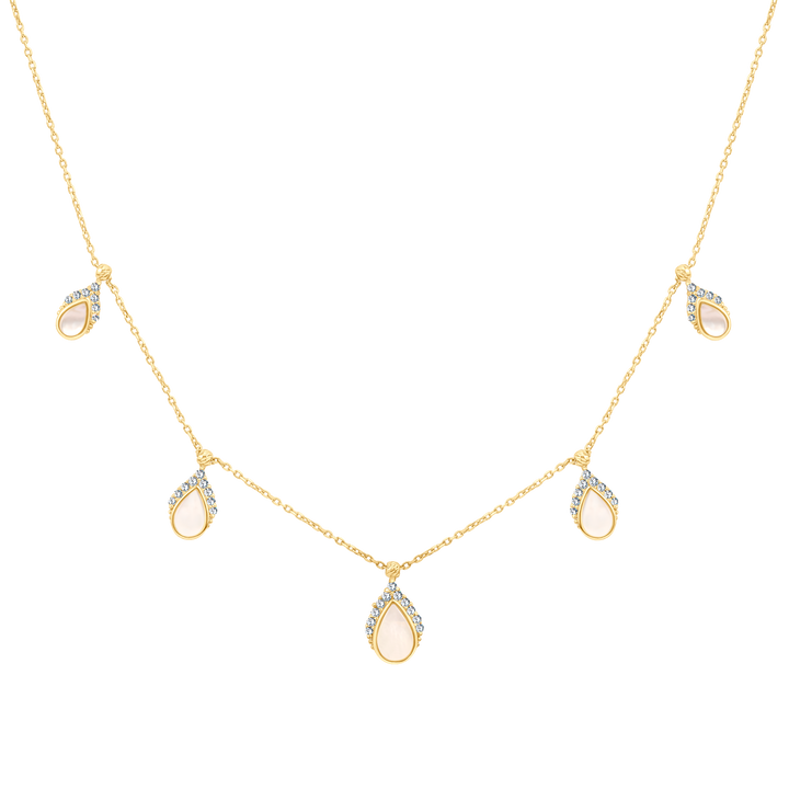 Eclat pares with stones gold necklace