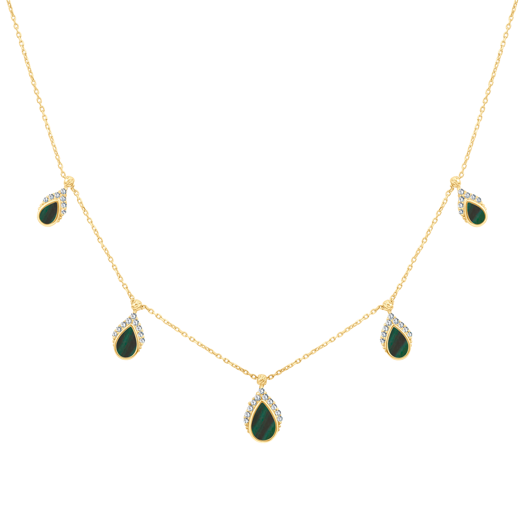Eclat pares with stones gold necklace