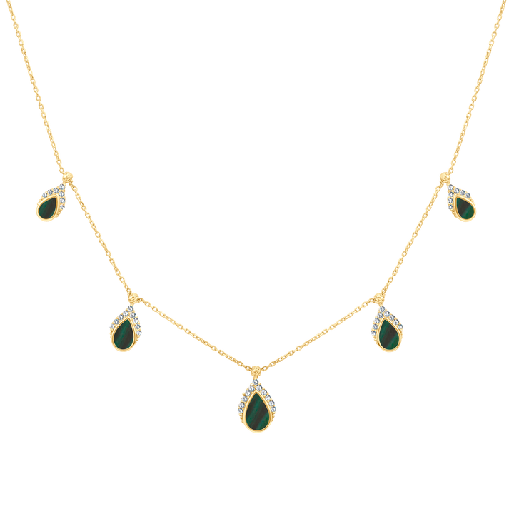 Eclat pares with stones gold necklace