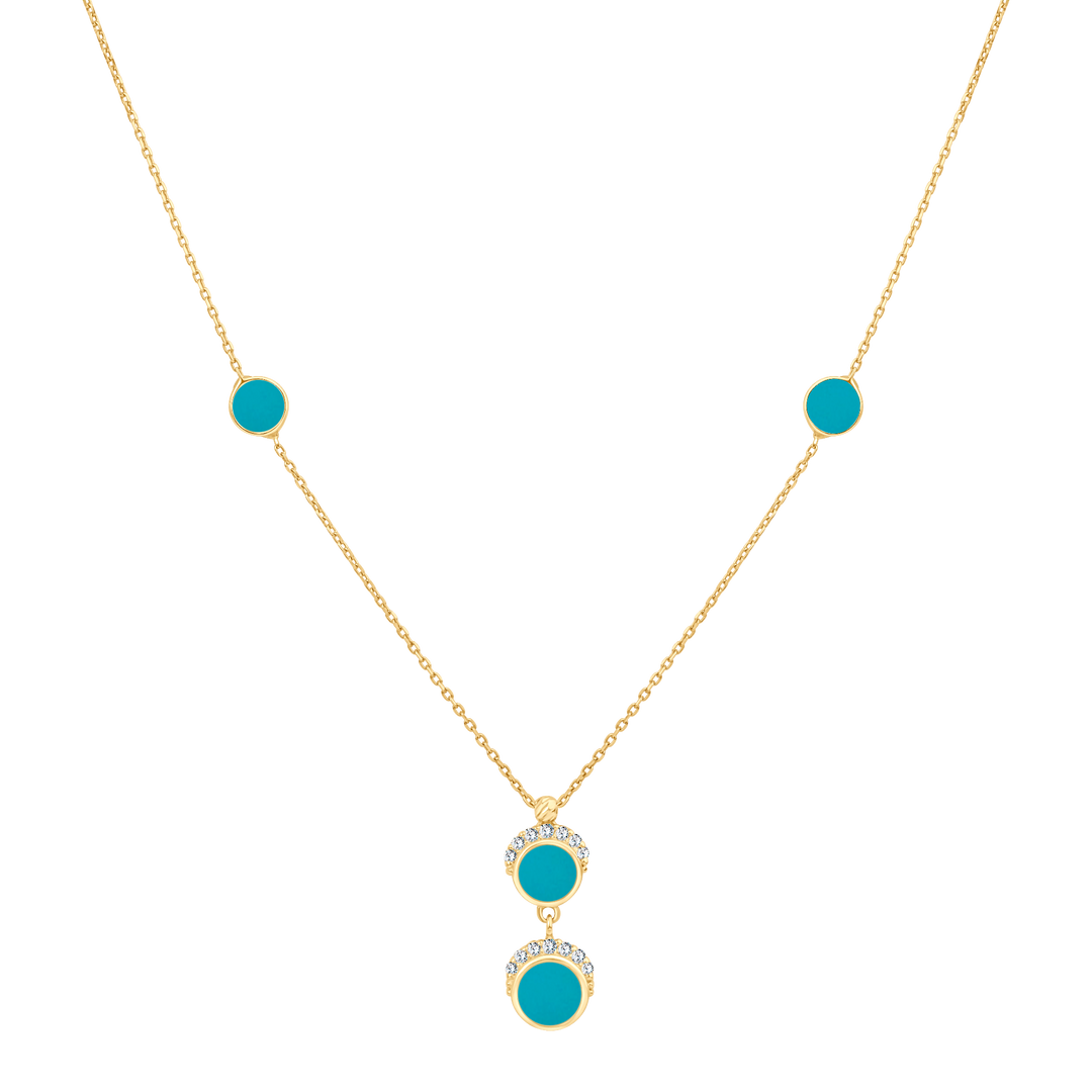 Eclat four circles with stones gold necklace