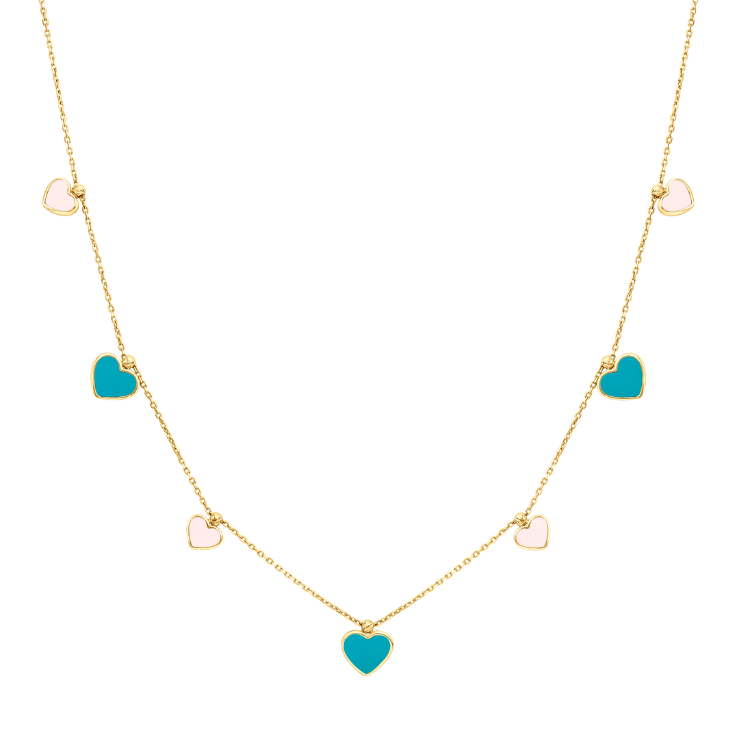Eclat seven hearts gold necklace