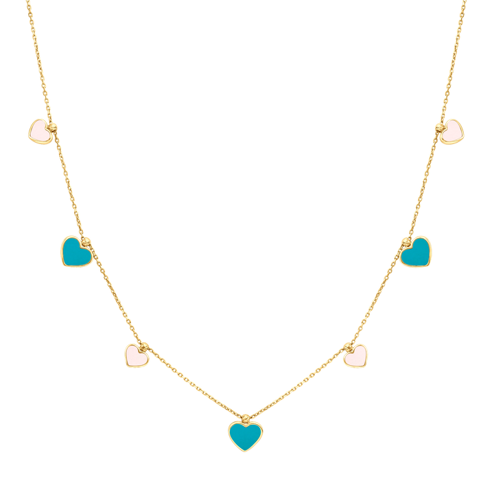 Eclat seven hearts gold necklace
