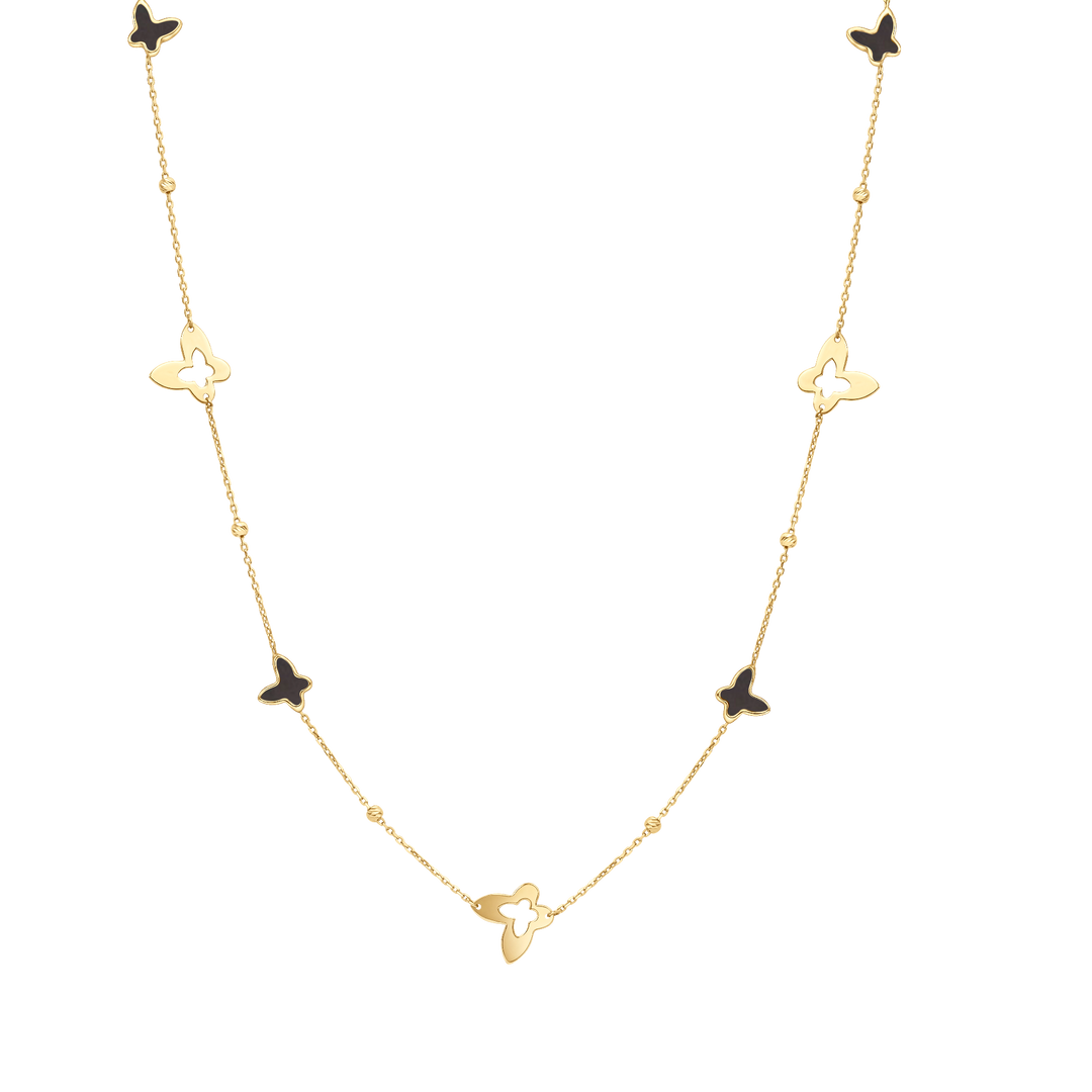 Eclat four butterflies gold necklace