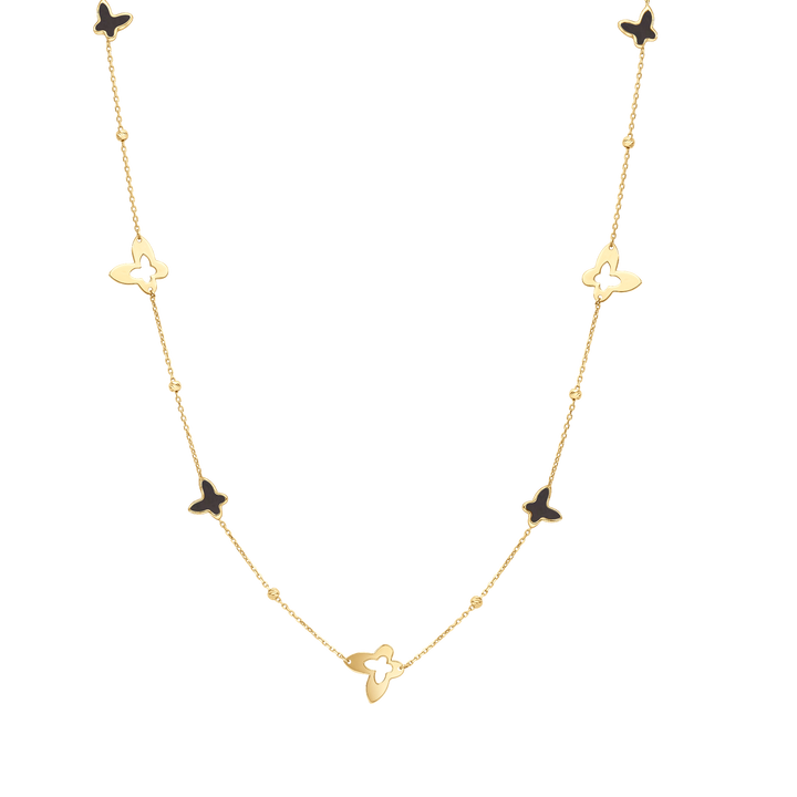 Eclat four butterflies gold necklace