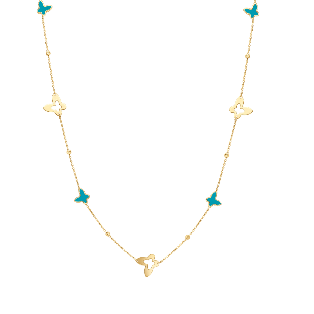 Eclat four butterflies gold necklace