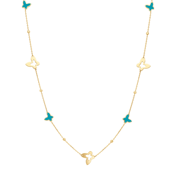 Eclat four butterflies gold necklace