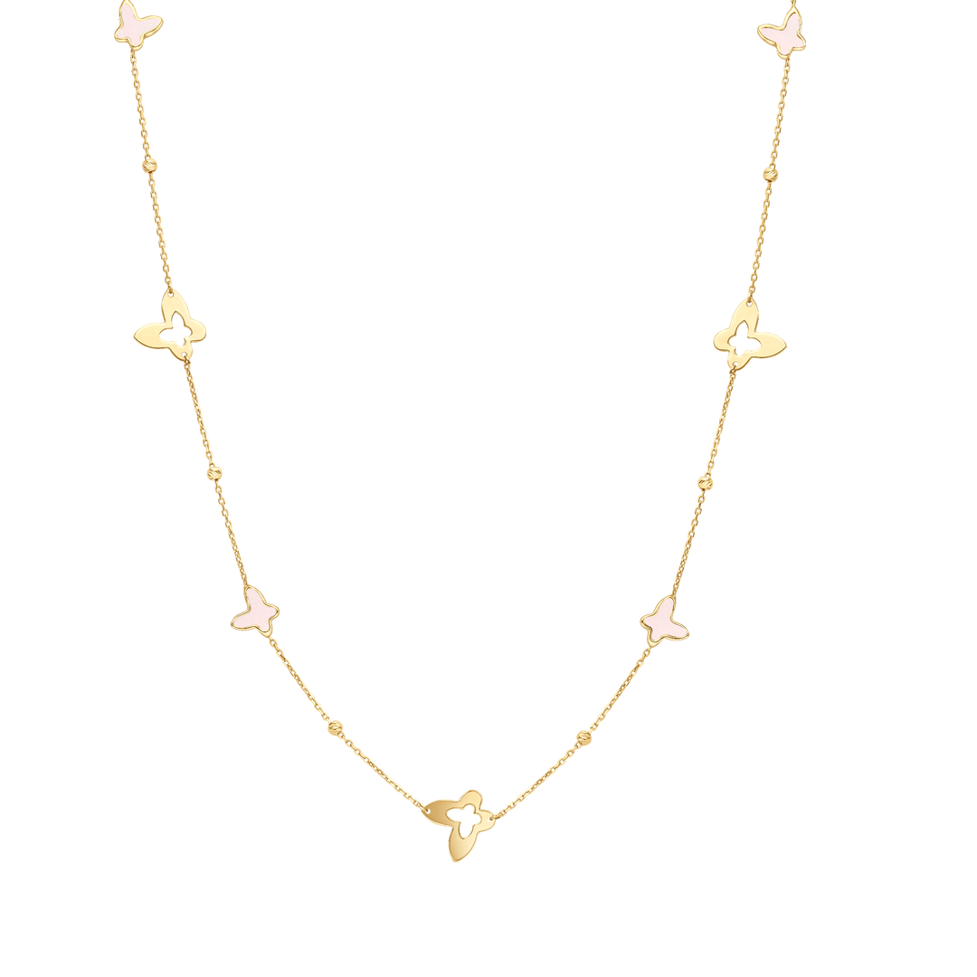 Eclat four butterflies gold necklace