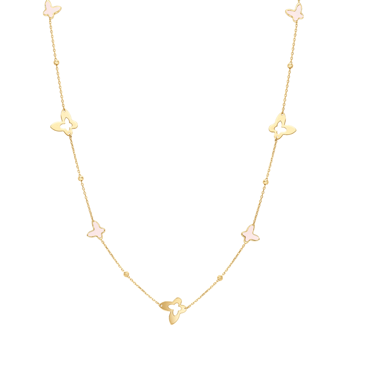 Eclat four butterflies gold necklace