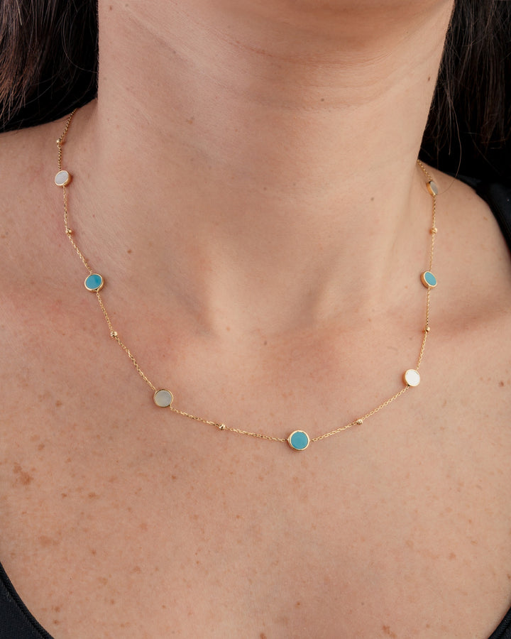 Eclat seven circles gold necklace