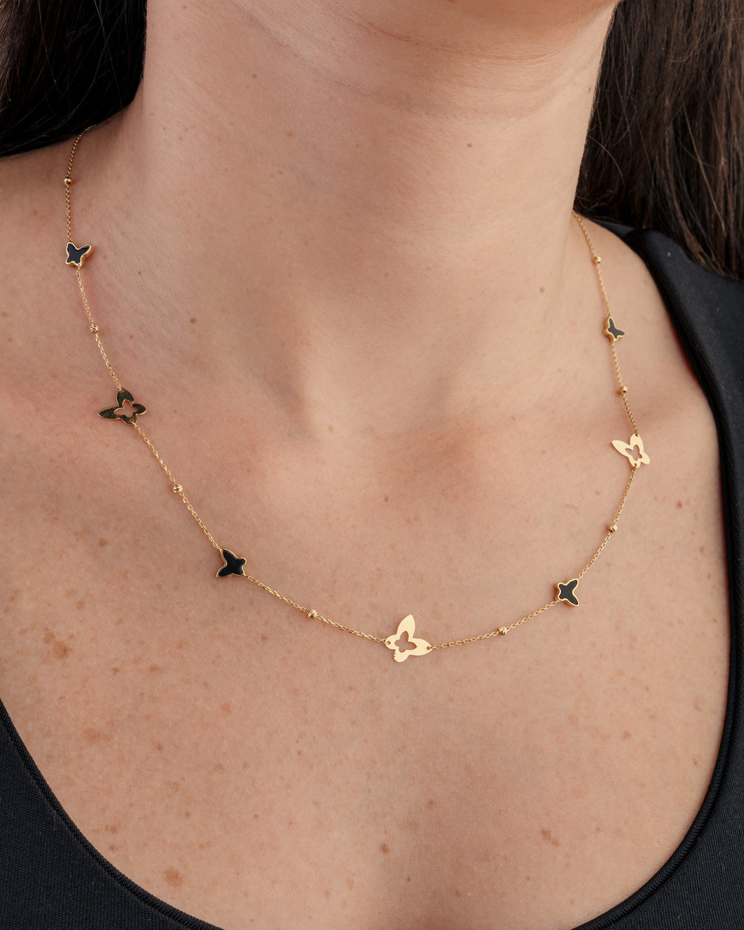 Eclat four butterflies gold necklace