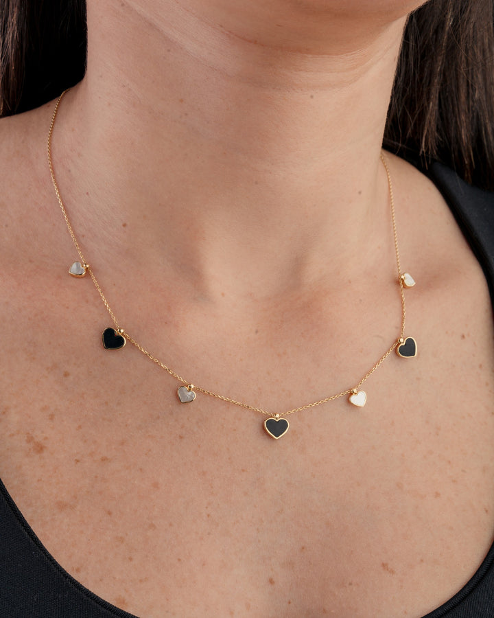 Eclat seven hearts gold necklace