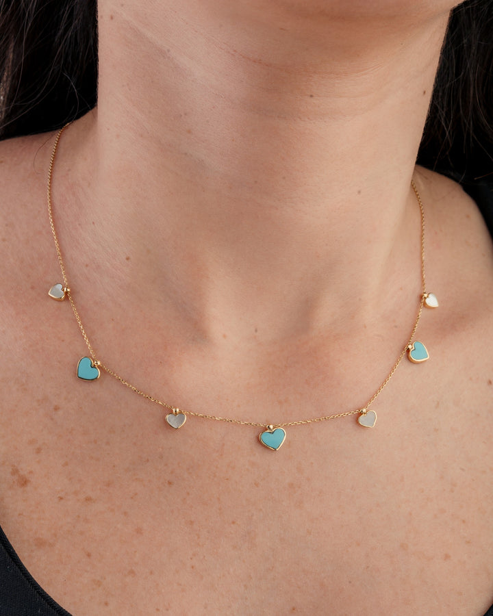 Eclat seven hearts gold necklace