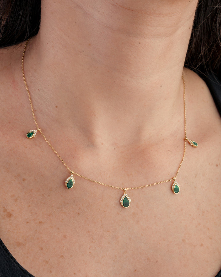 Eclat pares with stones gold necklace