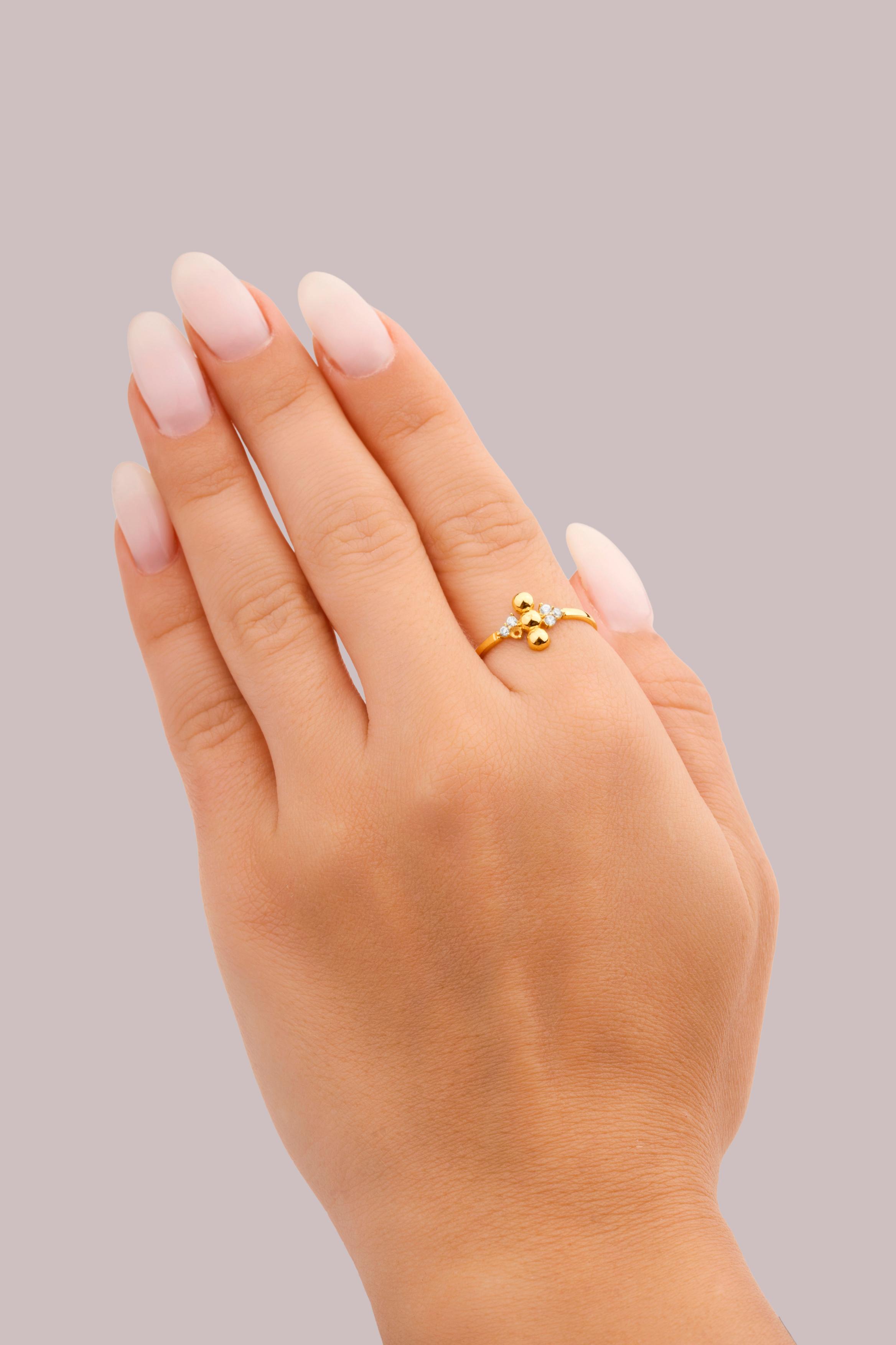 IRIS Attached Beads Gold Ring