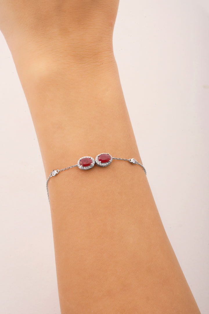 Diana Oval Double Ruby Bracelet