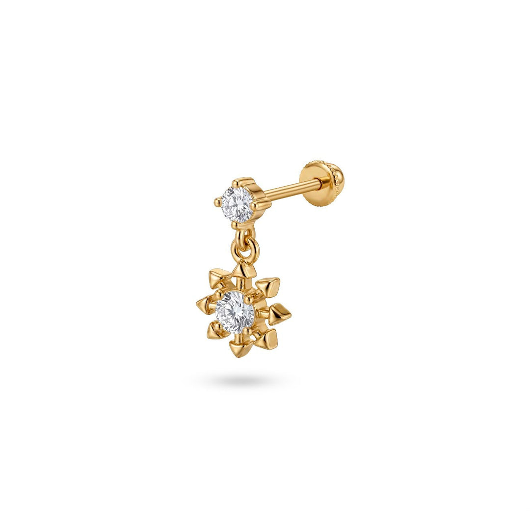 Iris round,flower gold ear piercing