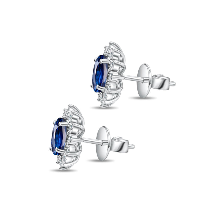 Diana Flower Diamond Earring - Sapphire