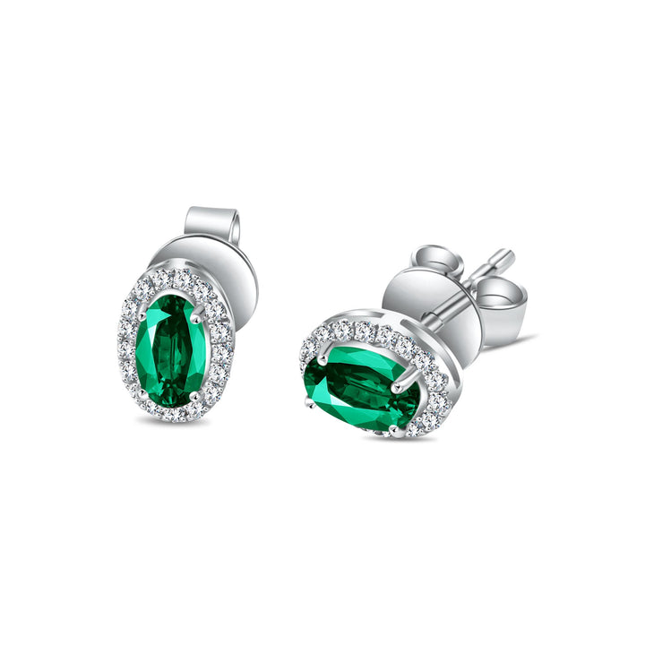 Diana Oval Diamond Earring - Emerald