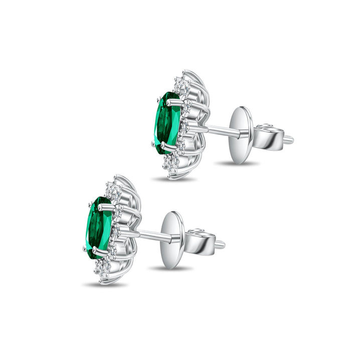 Diana Flower Diamond Earring - Emerald