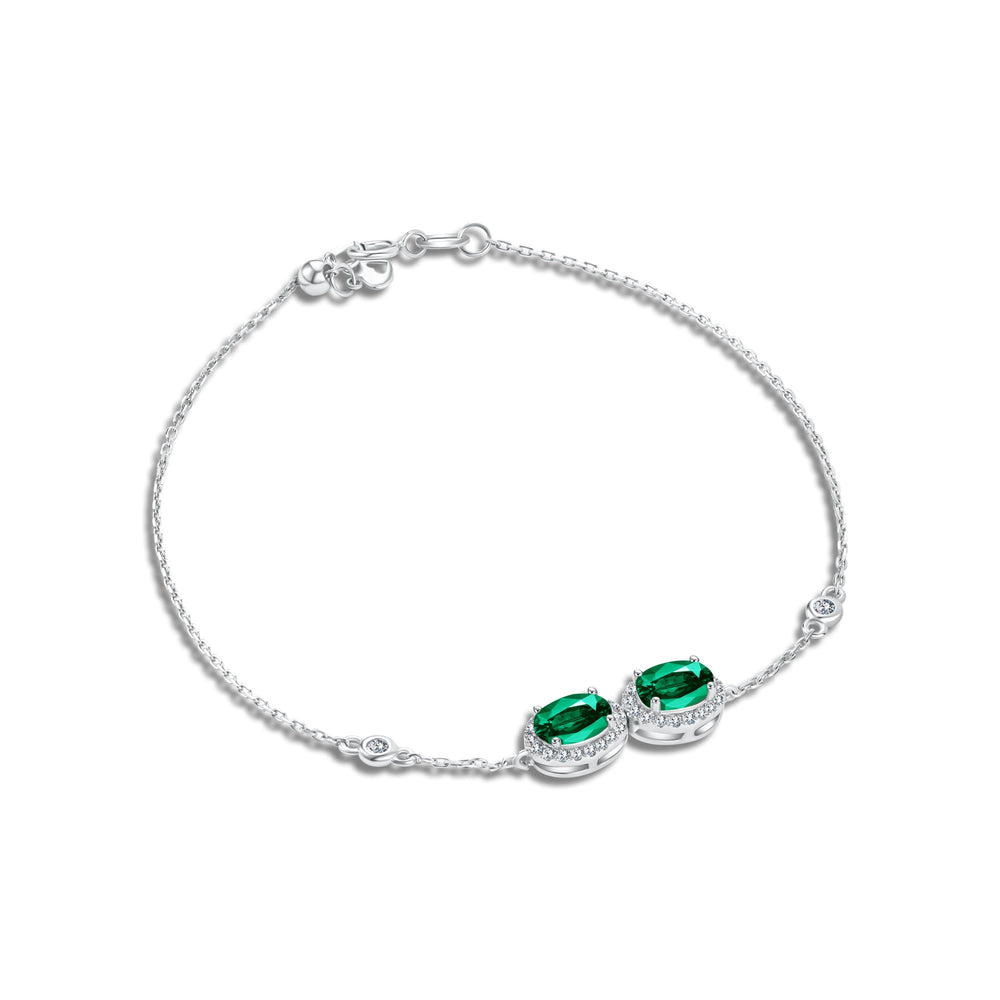 Diana Oval Double Diamond Bracelet - Emerald