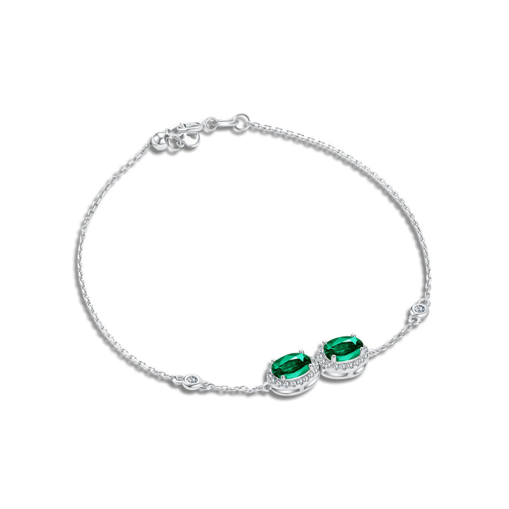 Diana Oval Double Diamond Bracelet - Emerald