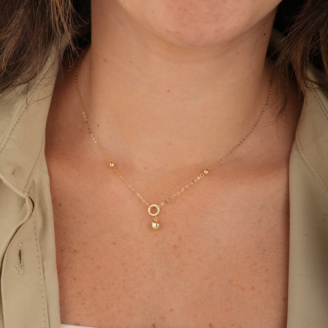 Iris Circle Heart Gold Necklace