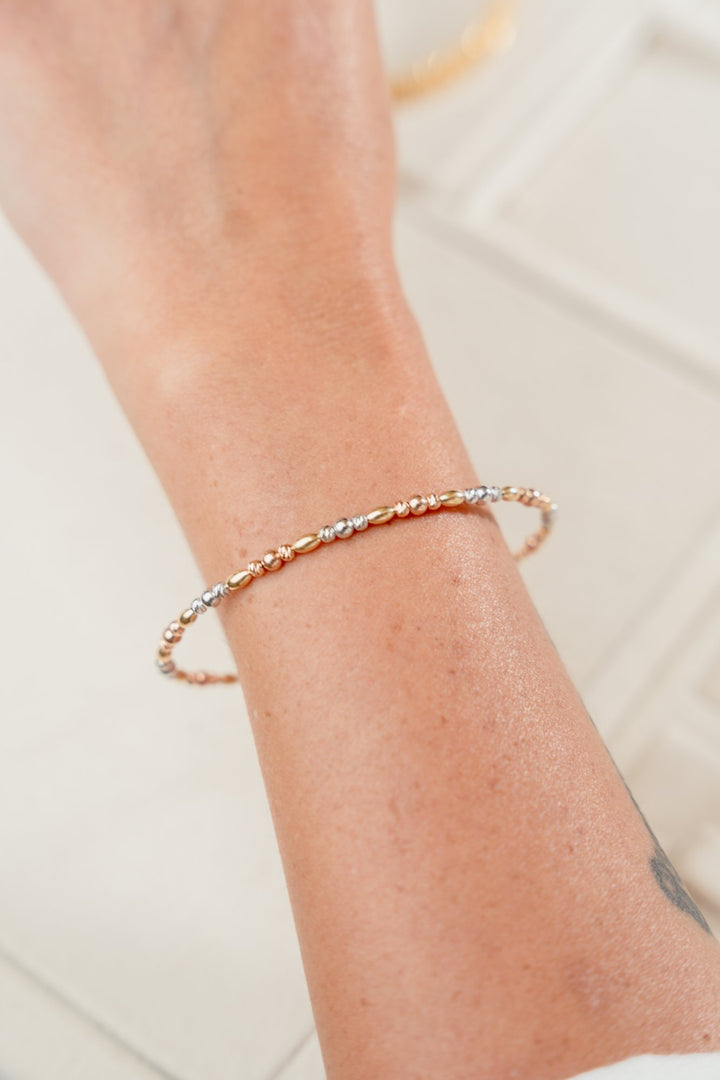 Iris Rice Beads Gold Bangle
