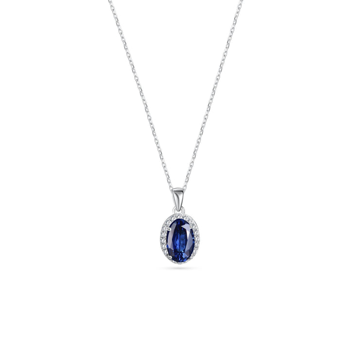 Diana Oval Diamond Necklace - Sapphire