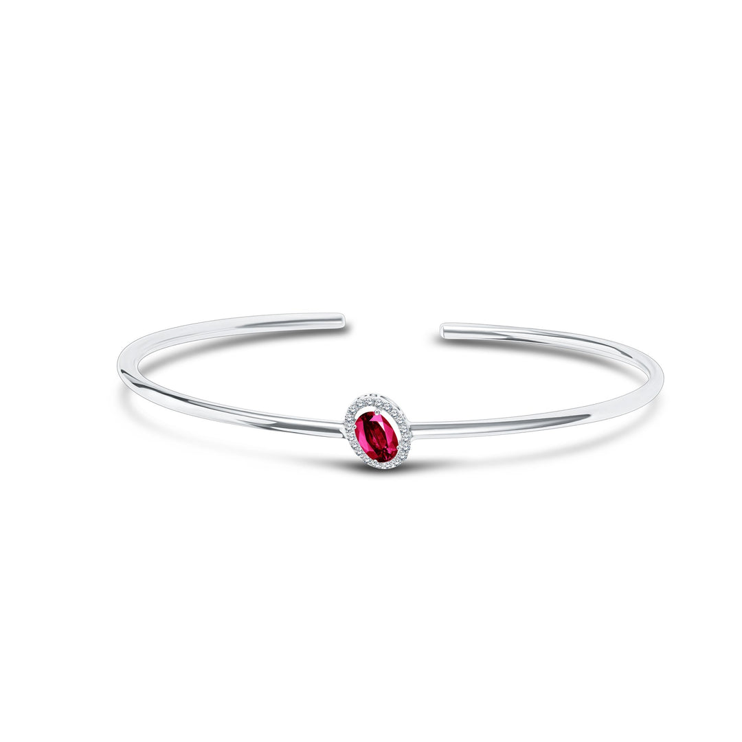 Diana Oval Diamond Bangle - Ruby