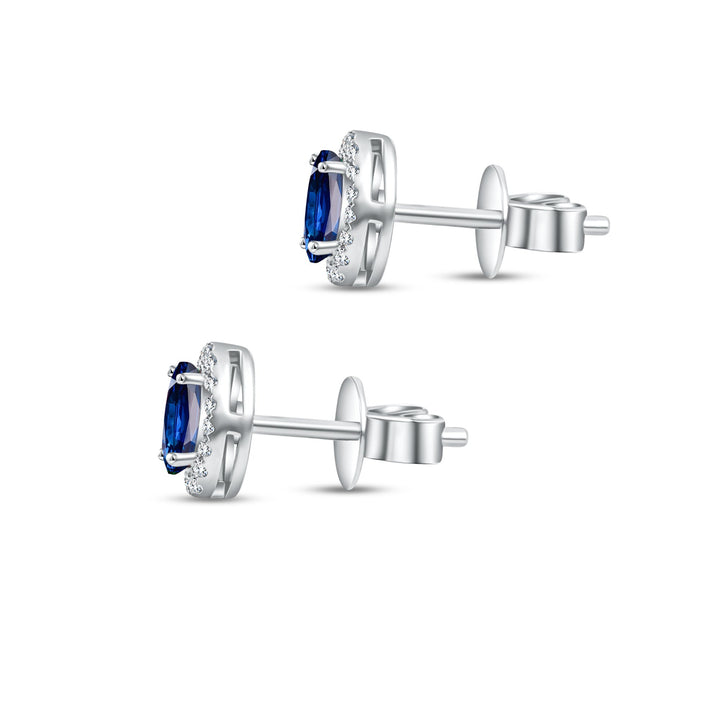 Diana Oval Diamond Earring - Sapphire