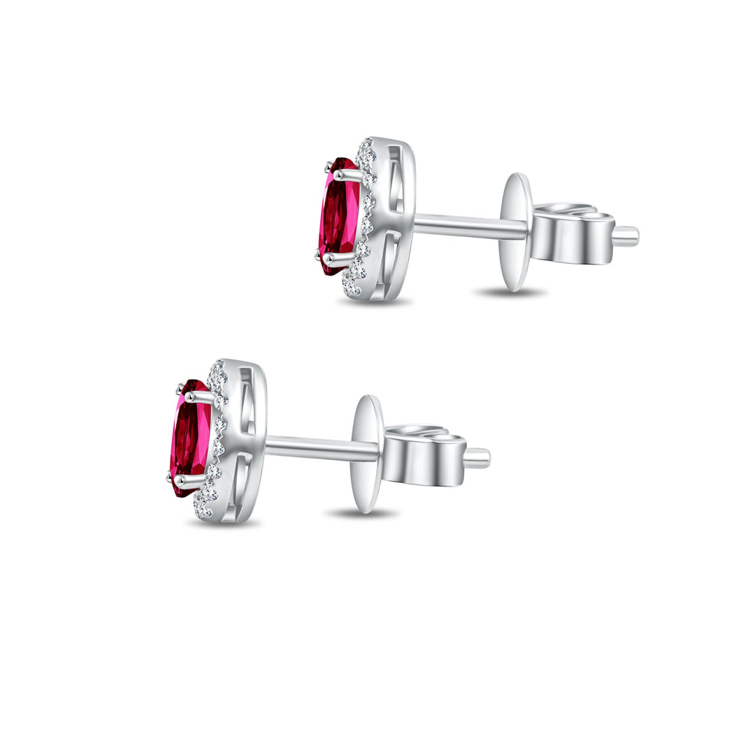 Diana Oval Diamond Earring - Ruby